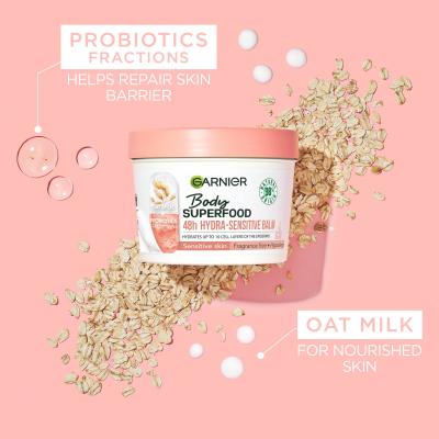 Garnier Body Superfood 48h Hydra-Sensitive Balm Oat Milk + Prebiotics Tělový balzám pro ženy 380 ml