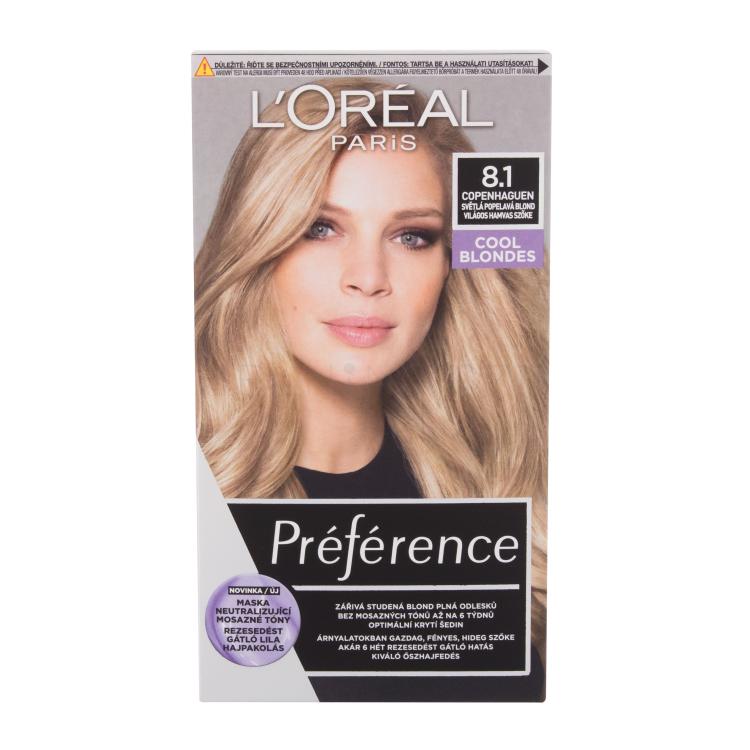 L&#039;Oréal Paris Préférence Barva na vlasy pro ženy 60 ml Odstín 8,1 Copenhaguen poškozená krabička