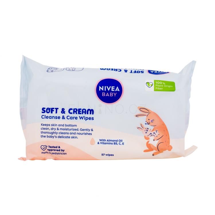 Nivea Baby Soft &amp; Cream Cleanse &amp; Care Wipes Čisticí ubrousky pro děti 57 ks