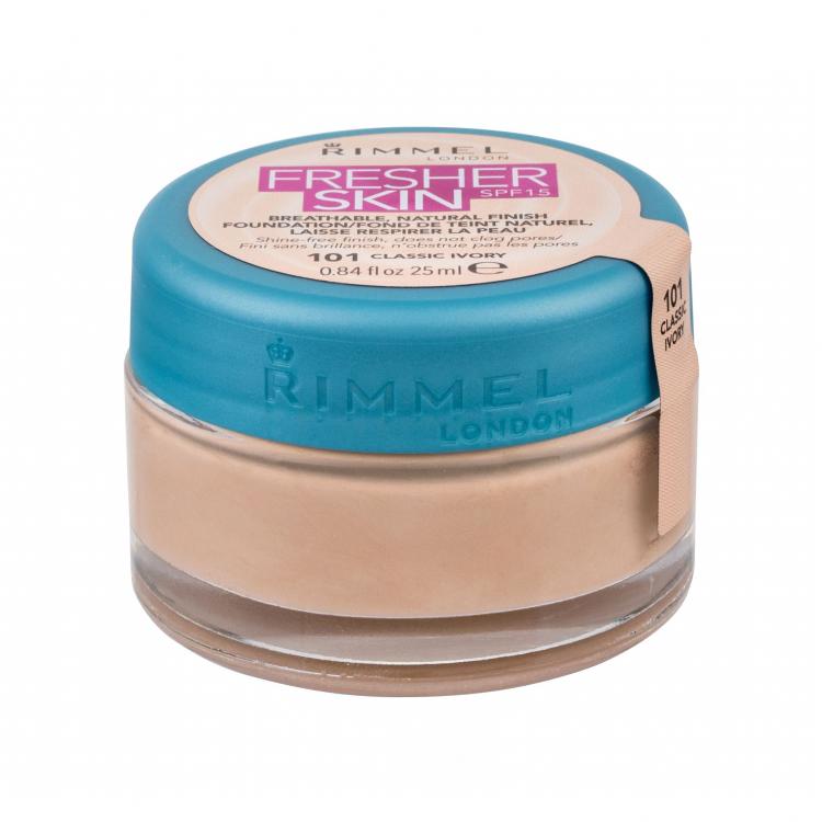 Rimmel London Fresher Skin SPF15 Make-up pro ženy 25 ml Odstín 101 Classic Ivory