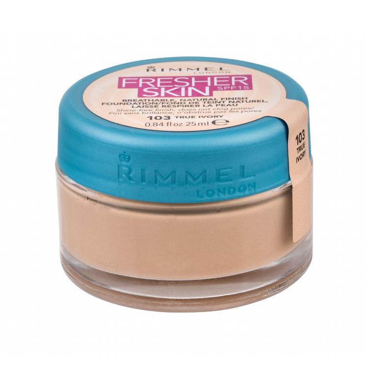 Rimmel London Fresher Skin SPF15 Make-up pro ženy 25 ml Odstín 103 True Ivory