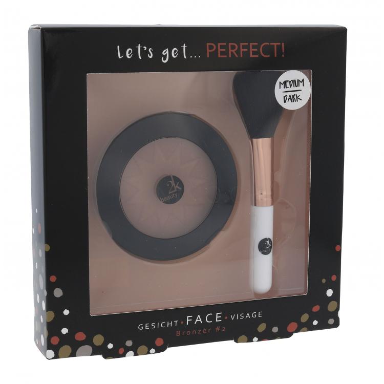 2K Let´s Get Perfect! Dárková kazeta bronzer 10 g + kosmetický štětec 1 ks