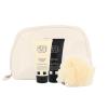 Grace Cole Fresh Linen Dárková kazeta pro ženy sprchový gel Uplifting 100 ml + tělové mléko Luxurious 100 ml + mycí houba + kosmetická taška