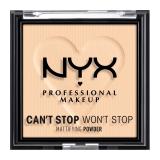 NYX Professional Makeup Can't Stop Won't Stop Mattifying Powder Pudr pro ženy 6 g Odstín 02 Light