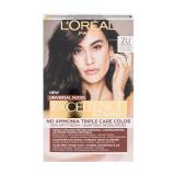 L'Oréal Paris Excellence Creme Triple Protection Barva na vlasy pro ženy 48 ml Odstín 2U Black-Brown poškozená krabička