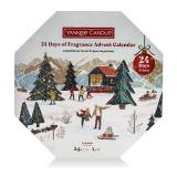 Yankee Candle 24 Days of Fragrance Advent Calendar Dárková kazeta čajová svíčka 24 x 9,8 g + skleněný svícen na čajovou svíčku