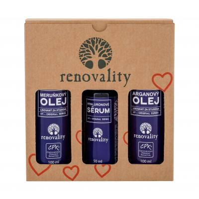 Renovality Original Series Argan Oil Dárková kazeta tělový olej 100 ml + tělový olej Apricot Oil 100 ml + pleťové sérum Hyaluron Serum 50 ml