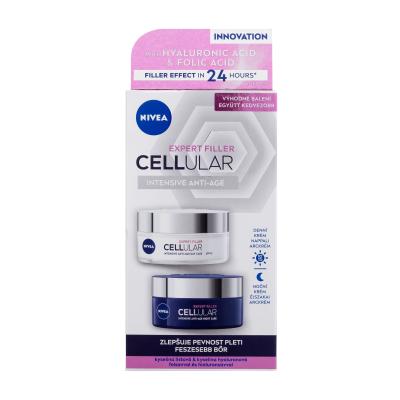 Nivea Cellular Expert Filler Duo Dárková kazeta denní pleťový krém Cellular Expert Filler Intensive Anti-Age Day Care SPF15 50 ml + noční pleťový krém Cellular Expert Filler Intensive Anti-Age Night Care 50 ml
