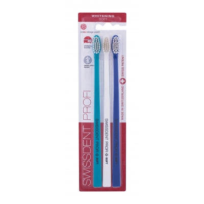 Swissdent Profi Whitening Trio Soft Klasický zubní kartáček 3 ks Odstín Dark Blue, Turquoise, White