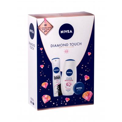 Nivea Care & Diamond Dárková kazeta sprchový krém 250 ml + antiperspirant Black & White Invisible Clear 150 ml + univerzální krém 30 ml