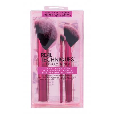 Real Techniques Brushes Rebel Edge™ Trio Dárková kazeta kosmetický štětec na bronzer 1 ks + kosmetický štětec na rozjasňovač 1 ks + kosmetický štětec na oční stíny 1 ks