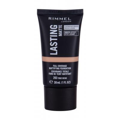 Rimmel London Lasting Matte Full Coverage Make-up pro ženy 30 ml Odstín 203 True Beige