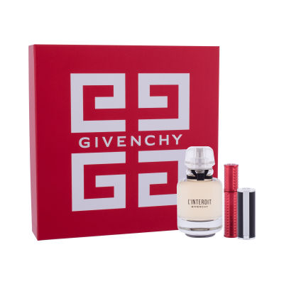 Givenchy L'Interdit Dárková kazeta parfémovaná voda 50 ml + rtěnka Le Rouge 1,5 g 333 L´Interdit + řasenka Volume Disturbia 4 g 01 Black Disturbia