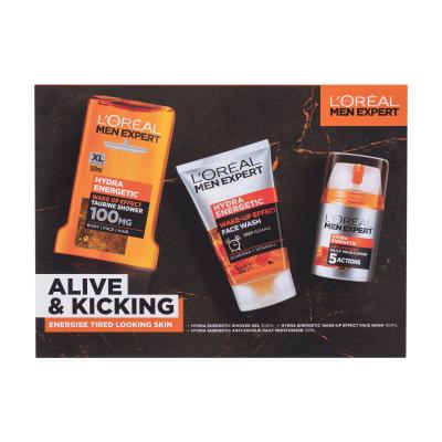 L'Oréal Paris Men Expert Alive & Kicking Dárková kazeta hydratační krém Men Expert Hydra Energetic Daily Moisturizer 50 ml + sprchový gel Men Expert Hydra Energetic 300 ml + čisticí pleťový gel Men Expert Hydra Energetic Wake-up Effect Face Wash 100 ml