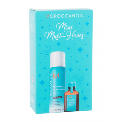 Moroccanoil Mini Must-Haves Dárková kazeta olej na vlasy Treatment 15 ml + suchý šampon Dry Shampoo Dark Tones 65 ml