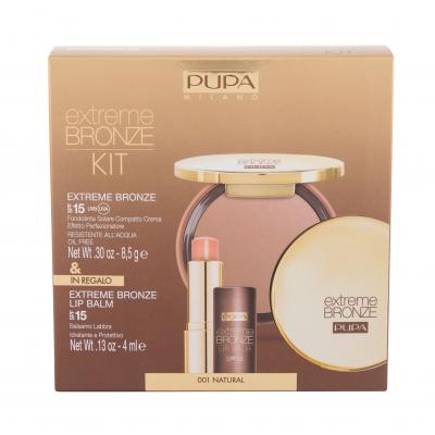 Pupa Extreme Bronze Waterproof SPF15 Dárková kazeta kompaktní make-up krém Extreme Bronze Foundation Waterproof SPF15 8,5 g + balzám na rty Extreme Bronze Lip Balm SPF15 4 ml