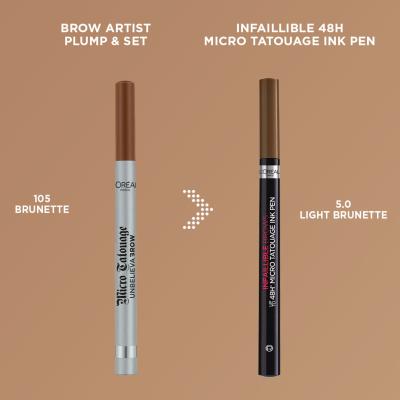 L&#039;Oréal Paris Infaillible Brows 48H Micro Tatouage Ink Pen Tužka na obočí pro ženy 1 g Odstín 5.0 Light Brunette
