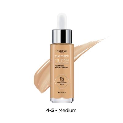 L&#039;Oréal Paris True Match Nude Plumping Tinted Serum Make-up pro ženy 30 ml Odstín 4-5 Medium