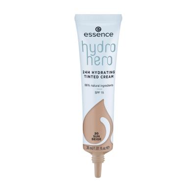Essence Hydro Hero 24H Hydrating Tinted Cream SPF15 Make-up pro ženy 30 ml Odstín 20 Sun Beige