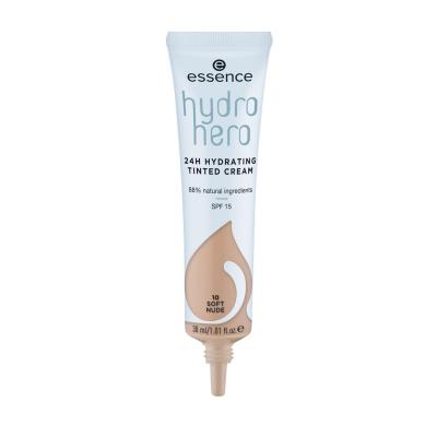 Essence Hydro Hero 24H Hydrating Tinted Cream SPF15 Make-up pro ženy 30 ml Odstín 10 Soft Nude
