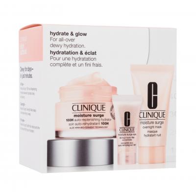 Clinique Hydrate & Glow Gift Set Dárková kazeta hydratační pleťový krém Moisture Surge 100H Auto-Replenishing Hydrator 50 ml + pleťová maska Moisture Surge Overnight Mask 30 ml + oční gel Moisture Surge Eye 96-hour Hydro-filler Concentrate 5 ml