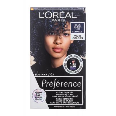 L&#039;Oréal Paris Préférence Vivid Colors Barva na vlasy pro ženy 60 ml Odstín 1,102 Blue Black