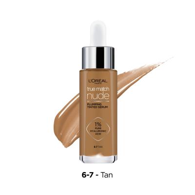 L&#039;Oréal Paris True Match Nude Plumping Tinted Serum Make-up pro ženy 30 ml Odstín 6-7 Tan