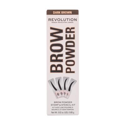 Makeup Revolution London Brow Powder Stamp & Stencil Pudr na obočí pro ženy 0,65 g Odstín Dark Brown