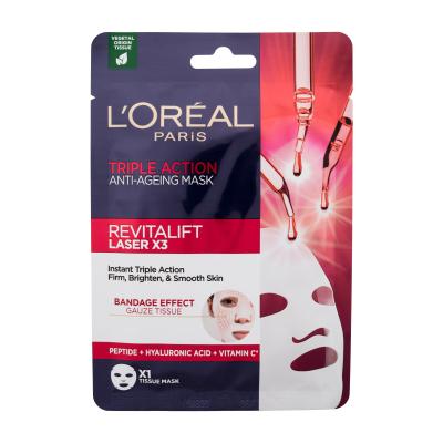 L'Oréal Paris Revitalift Laser X3 Triple Action Tissue Mask Pleťová maska pro ženy 28 g