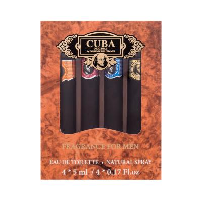 Cuba Set Miniatures Dárková kazeta toaletní voda Gold 5 ml + toaletní voda Blue 5 ml + toaletní voda Orange 5 ml + toaletní voda Red 5 ml