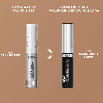 L&#039;Oréal Paris Infaillible Brows Volumizing Eyebrow Mascara Řasenka na obočí pro ženy 4,4 ml Odstín 000 Transparent Serum
