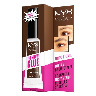 NYX Professional Makeup The Brow Glue Instant Brow Styler Gel a pomáda na obočí pro ženy 5 g Odstín 04 Dark Brown