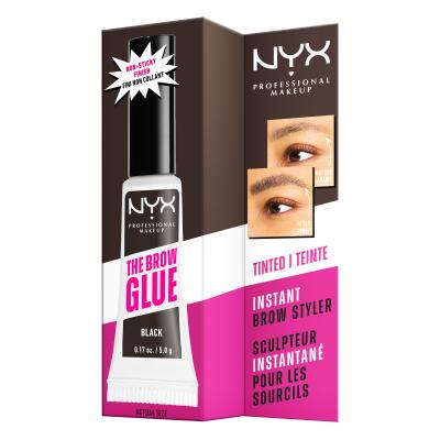 NYX Professional Makeup The Brow Glue Instant Brow Styler Gel a pomáda na obočí pro ženy 5 g Odstín 05 Black