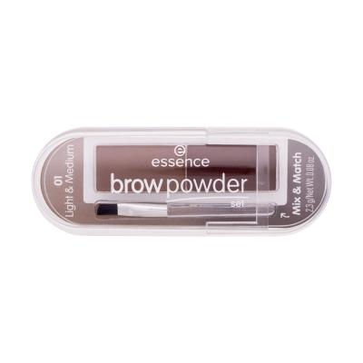Essence Brow Powder Set Pudr na obočí pro ženy 2,3 g Odstín 01 Light & Medium
