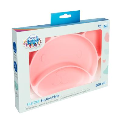 Canpol babies Silicone Suction Plate Pink Nádobí pro děti 500 ml