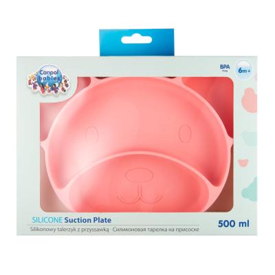 Canpol babies Silicone Suction Plate Pink Nádobí pro děti 500 ml
