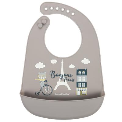 Canpol babies Bonjour Paris Silicone Bib With Pocket Bryndák pro děti 1 ks