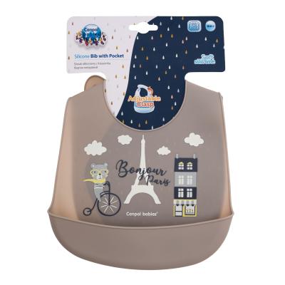 Canpol babies Bonjour Paris Silicone Bib With Pocket Bryndák pro děti 1 ks