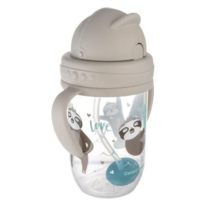 Canpol babies Exotic Animals Non-Spill Expert Cup With Weighted Straw Grey Hrneček pro děti 270 ml