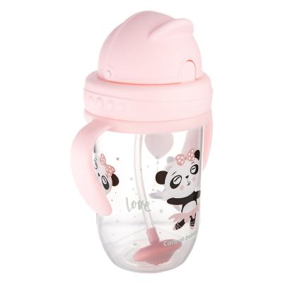 Canpol babies Exotic Animals Non-Spill Expert Cup With Weighted Straw Pink Hrneček pro děti 270 ml