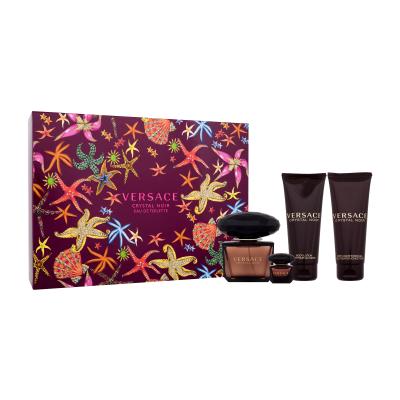 Versace Crystal Noir Dárková kazeta toaletní voda 90 ml + toaletní voda 5 ml + sprchový gel 100 ml + tělové mléko 100 ml