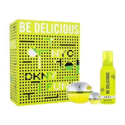 DKNY Be Delicious Dárková kazeta parfémovaná voda 100 ml + parfémovaná voda 7 ml + sprchová pěna 150 ml