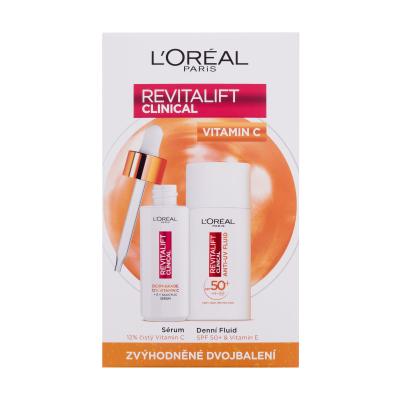 L'Oréal Paris Revitalift Clinical Pure 12% Vitamin C Dárková kazeta pleťové sérum Revitalift Clinical Vitamin C Serum 30 ml + denní pleťový krém Revitalift Clinical Vitamin C Anti-UV Fluid SPF50 50 ml