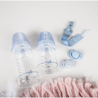 LOVI Baby Shower Glass Bottle Blue 0m+ Kojenecká lahev pro děti 150 ml