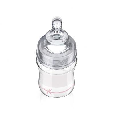 LOVI Baby Shower Glass Bottle Pink 0m+ Kojenecká lahev pro děti 150 ml