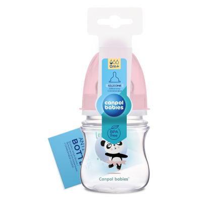 Canpol babies Exotic Animals Easy Start Anti-Colic Bottle Pink 0m+ Kojenecká lahev pro děti 120 ml