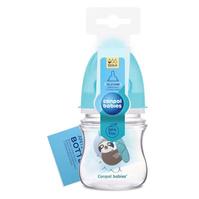 Canpol babies Exotic Animals Easy Start Anti-Colic Bottle Blue 0m+ Kojenecká lahev pro děti 120 ml