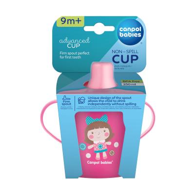 Canpol babies Toys Non-Spill Cup Pink 9m+ Hrneček pro děti 250 ml