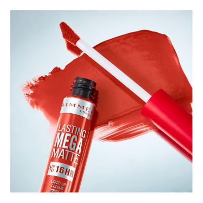 Rimmel London Lasting Mega Matte Liquid Lip Colour Rtěnka pro ženy 7,4 ml Odstín Scarlet Flames