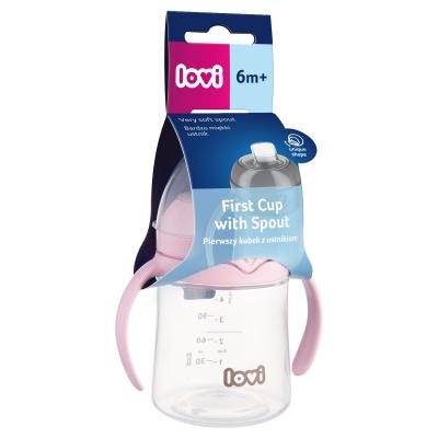 LOVI First Cup With Spout Pink 6m+ Hrneček pro děti 150 ml